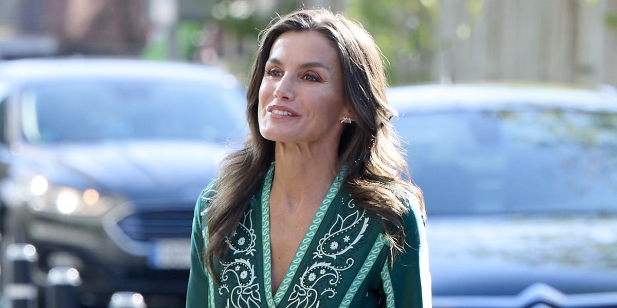 Queen Letizia of Spain Radiates Elegance in a Pleated Teal Dress and Classic Slingbacks